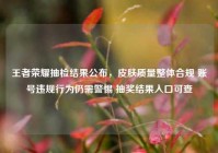 王者荣耀抽检结果公布，皮肤质量整体合规 账号违规行为仍需警惕 抽奖结果入口可查
