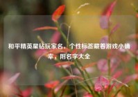 和平精英星钻玩家名，个性标签藏着游戏小确幸，附名字大全