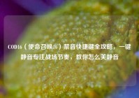 COD16（使命召唤16）禁音快捷键全攻略，一键静音专注战场节奏，教你怎么关静音