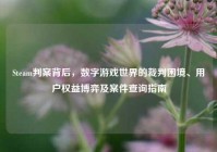 Steam判案背后，数字游戏世界的裁判困境、用户权益博弈及案件查询指南