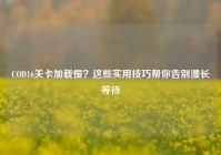 COD16关卡加载慢？这些实用技巧帮你告别漫长等待