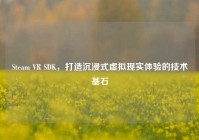 Steam VR SDK，打造沉浸式虚拟现实体验的技术基石