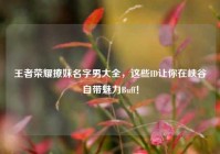 王者荣耀撩妹名字男大全，这些ID让你在峡谷自带魅力Buff！