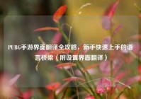 PUBG手游界面翻译全攻略，新手快速上手的语言桥梁（附设置界面翻译）