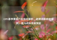 CFPL春季赛前六轮排名解析，老牌劲旅稳居前列，黑马战队异军突起