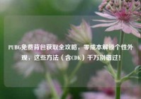 PUBG免费背包获取全攻略，零成本解锁个性外观，这些方法（含CDK）千万别错过！