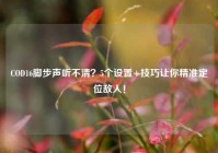 COD16脚步声听不清？5个设置+技巧让你精准定位敌人！