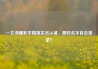 一文读懂和平精英实名认证，哪些名字符合规范？