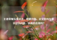 王者荣耀头像点击，隐藏功能、社交密码与显示过小问题，你真的会用吗？