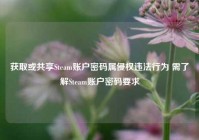 获取或共享Steam账户密码属侵权违法行为 需了解Steam账户密码要求