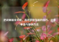 逆战刷箱全攻略，高效获取宝箱的技巧、注意事项与最快方法