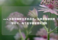 vivo×王者荣耀联名手机命名，从峡谷英雄到美学符号，每个名字都是情怀密码