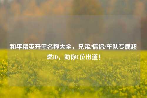 和平精英开黑名称大全，兄弟/情侣/车队专属超燃ID，助你C位出道！