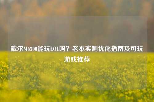 戴尔M6300能玩LOL吗？老本实测优化指南及可玩游戏推荐