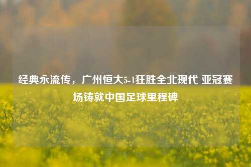 经典永流传，广州恒大5-1狂胜全北现代 亚冠赛场铸就中国足球里程碑