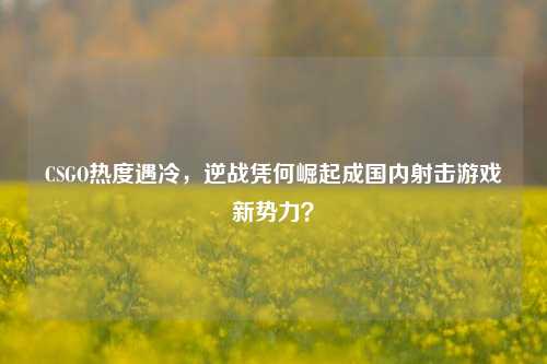 CSGO热度遇冷，逆战凭何崛起成国内射击游戏新势力？