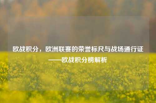 欧战积分，欧洲联赛的荣誉标尺与战场通行证——欧战积分榜解析