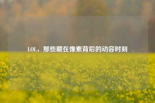 LOL，那些藏在像素背后的动容时刻