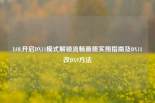 LOL开启DX11模式解锁流畅画质实用指南及DX11改DX9方法