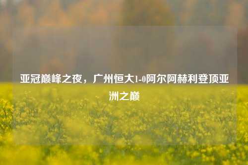 亚冠巅峰之夜，广州恒大1-0阿尔阿赫利登顶亚洲之巅