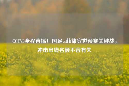 CCTV5全程直播!国足vs菲律宾世预赛关键战,冲击出线名额不容有失
