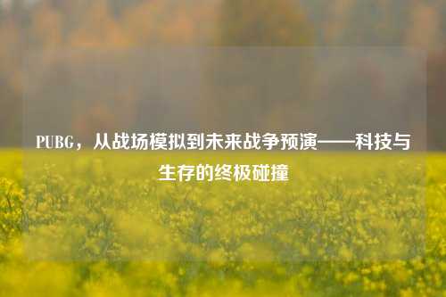 PUBG，从战场模拟到未来战争预演——科技与生存的终极碰撞