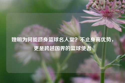 姚明为何能跻身篮球名人堂？不止身高优势，更是跨越国界的篮球使者