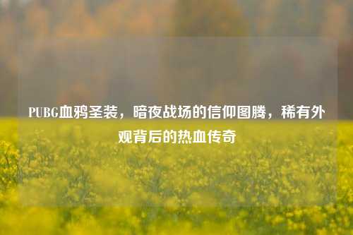 PUBG血鸦圣装，暗夜战场的信仰图腾，稀有外观背后的热血传奇