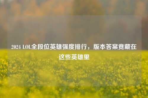 2024 LOL全段位英雄强度排行，版本答案竟藏在这些英雄里