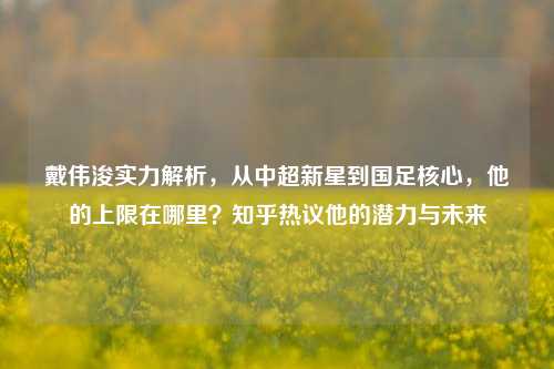 戴伟浚实力解析，从中超新星到国足核心，他的上限在哪里？知乎热议他的潜力与未来