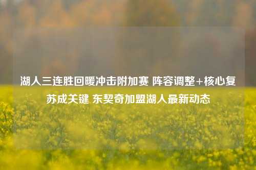 湖人三连胜回暖冲击附加赛 阵容调整+核心复苏成关键 东契奇加盟湖人最新动态