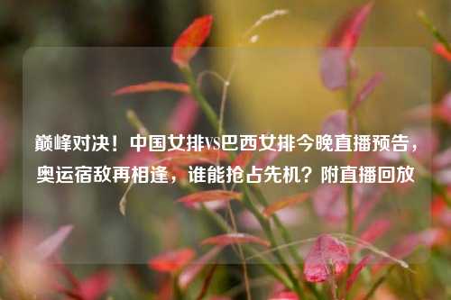 巅峰对决！中国女排VS巴西女排今晚直播预告，奥运宿敌再相逢，谁能抢占先机？附直播回放