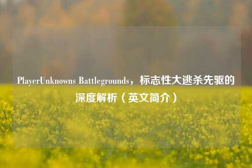 PlayerUnknowns Battlegrounds，标志性大逃杀先驱的深度解析（英文简介）