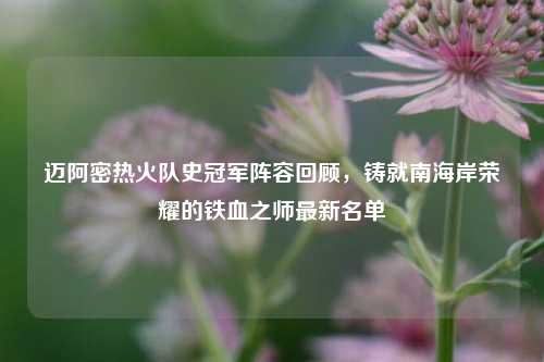 迈阿密热火队史冠军阵容回顾，铸就南海岸荣耀的铁血之师最新名单