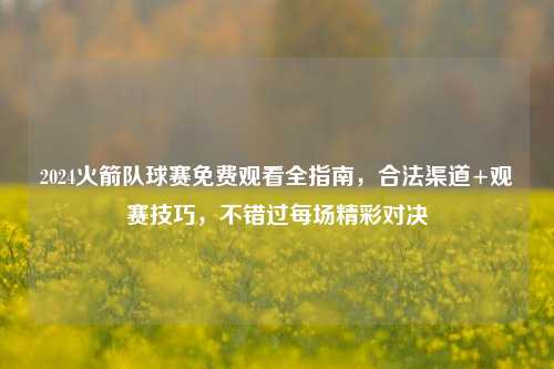 2024火箭队球赛免费观看全指南，合法渠道+观赛技巧，不错过每场精彩对决
