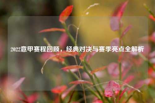 2022意甲赛程回顾，经典对决与赛季亮点全解析