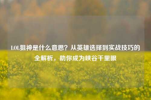 LOL狙神是什么意思？从英雄选择到实战技巧的全解析，助你成为峡谷千里眼