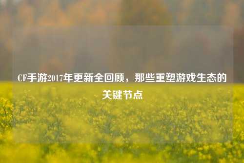 CF手游2017年更新全回顾，那些重塑游戏生态的关键节点