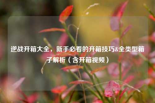 逆战开箱大全，新手必看的开箱技巧&全类型箱子解析（含开箱视频）