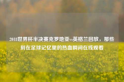 2018世界杯半决赛克罗地亚vs英格兰回放，那些刻在足球记忆里的热血瞬间在线观看