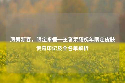 凤舞新春，限定永恒—王者荣耀鸡年限定皮肤传奇印记及全名单解析