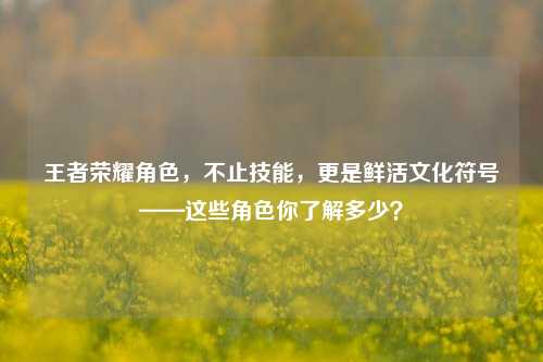 王者荣耀角色，不止技能，更是鲜活文化符号——这些角色你了解多少？