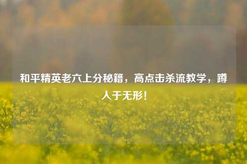 和平精英老六上分秘籍，高点击杀流教学，蹲人于无形！