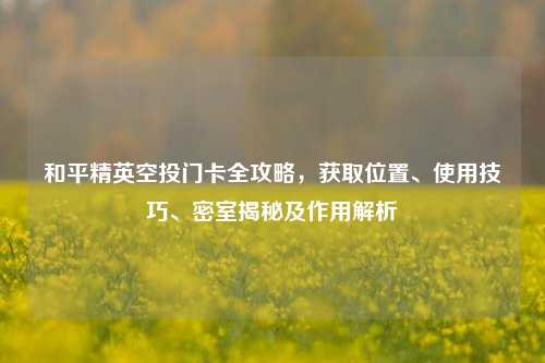 和平精英空投门卡全攻略，获取位置、使用技巧、密室揭秘及作用解析