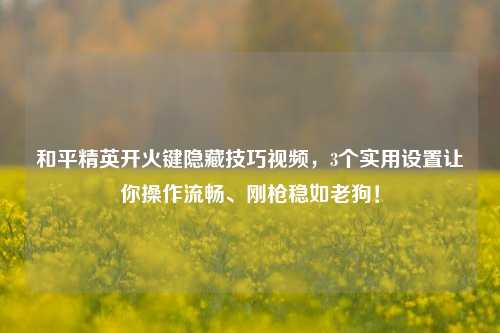 和平精英开火键隐藏技巧视频，3个实用设置让你操作流畅、刚枪稳如老狗！