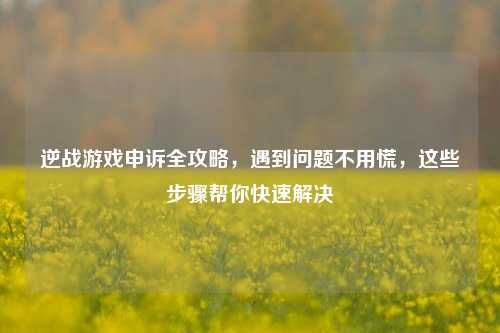 逆战游戏申诉全攻略，遇到问题不用慌，这些步骤帮你快速解决