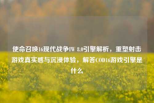 使命召唤16现代战争IW 8.0引擎解析，重塑射击游戏真实感与沉浸体验，解答COD16游戏引擎是什么