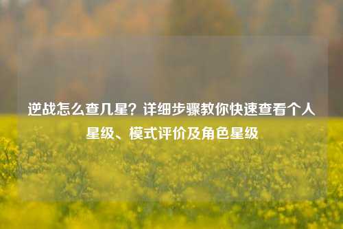 逆战怎么查几星？详细步骤教你快速查看个人星级、模式评价及角色星级