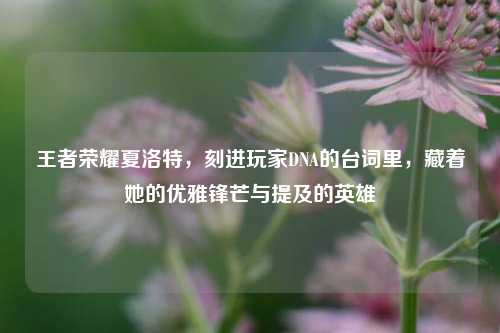王者荣耀夏洛特，刻进玩家DNA的台词里，藏着她的优雅锋芒与提及的英雄