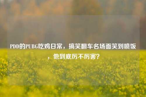 PDD的PUBG吃鸡日常，搞笑翻车名场面笑到喷饭，他到底厉不厉害？